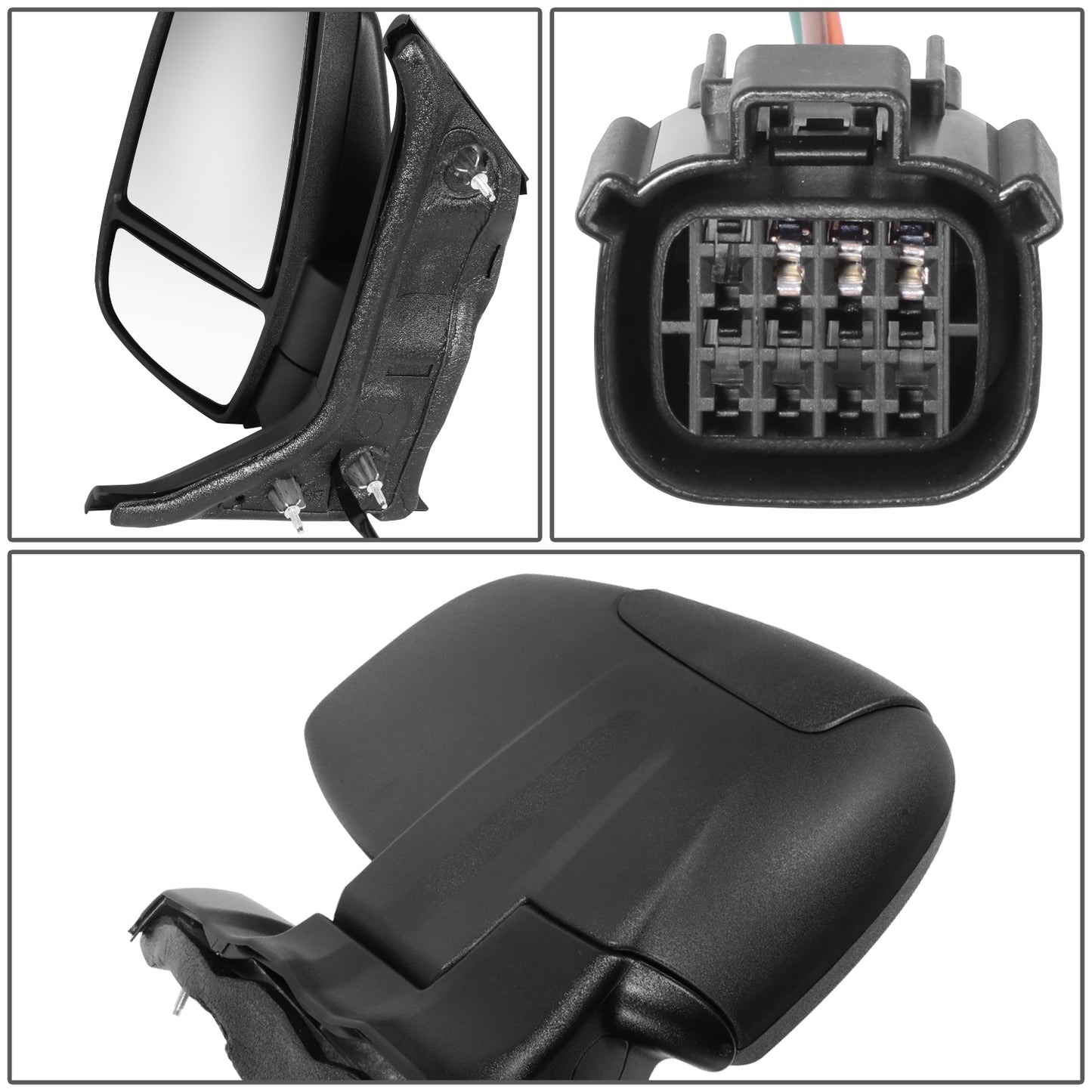 RETROVISOR MIRROR - OE STYLE - FORD TRANSIT 150 18-19 - FORD TRANSIT 250 18-19 - FORD TRANSIT 350 18-19 - WITH POWER SHORT ARM LOW ROOF - DRIVER SIDE - PAINT TO MATCH - BLACK