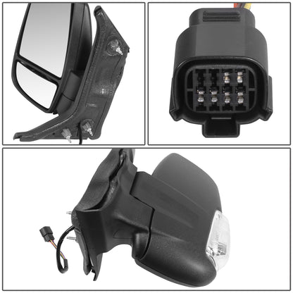 RETROVISOR MIRROR - OE STYLE - FORD TRANSIT 150 18-19 - FORD TRANSIT 250 18-19 - FORD TRANSIT 350 18-19 - SHORT ARM WITH POWER WITH HEATED WITH SIGNAL DUAL MIRROR HIGH ROOF - DRIVER SIDE - PAINT TO MATCH - BLACK