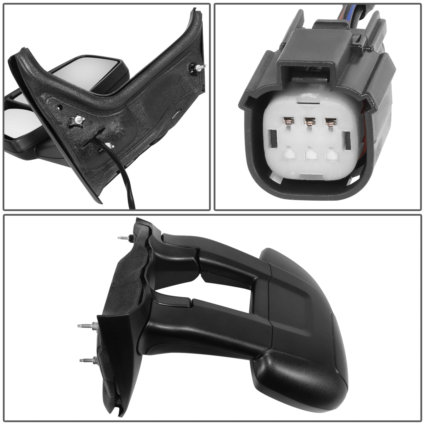 RETROVISOR MIRROR - OE STYLE - FORD TRANSIT 150 2015-2019 - FORD TRANSIT 250 2015-2019 - FORD TRANSIT 350 2015-2019 - WITH POWER LONG ARM LOW ROOF - DRIVER LEFT SIDE - BLACK