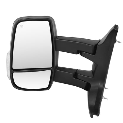 RETROVISOR MIRROR - OE STYLE - FORD TRANSIT 150 2015-2017 - FORD TRANSIT 250 2015-2017 - FORD TRANSIT 350 2015-2017 - WITH POWER WITH HEATED WITH SIGNAL DUAL MIRROR WITH LONG ARM LOW ROOF - DRIVER LEFT SIDE - BLACK