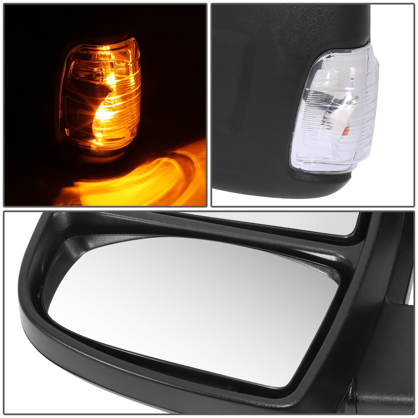 RETROVISOR MIRROR - OE STYLE - FORD TRANSIT 150 2015-2017 - FORD TRANSIT 250 2015-2017 - FORD TRANSIT 350 2015-2017 - WITH POWER WITH HEATED WITH SIGNAL DUAL MIRROR WITH LONG ARM LOW ROOF - DRIVER LEFT SIDE - BLACK