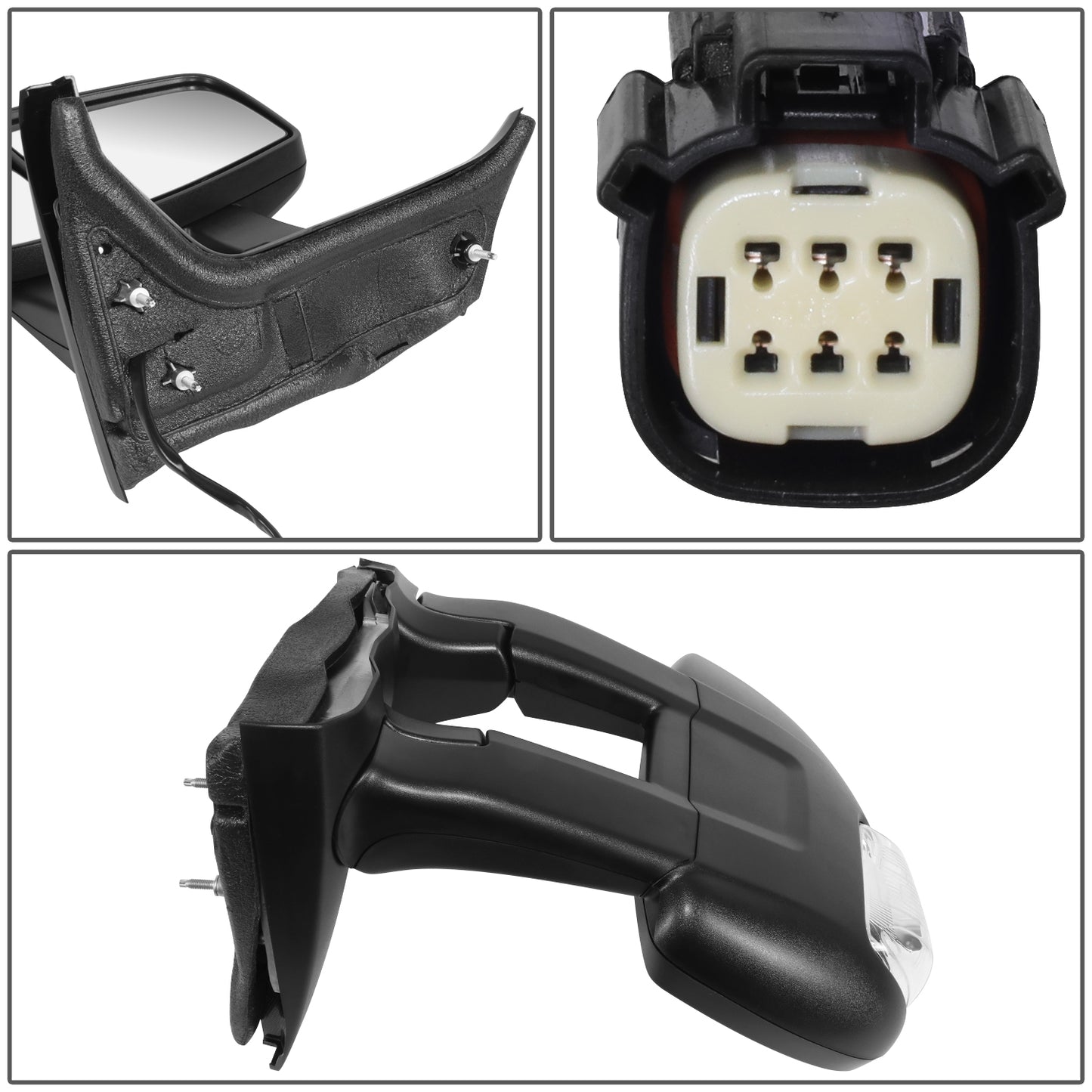 RETROVISOR MIRROR - OE STYLE - FORD TRANSIT 150 2015-2017 - FORD TRANSIT 250 2015-2017 - FORD TRANSIT 350 2015-2017 - WITH POWER WITH HEATED WITH SIGNAL DUAL MIRROR WITH LONG ARM LOW ROOF - DRIVER LEFT SIDE - BLACK