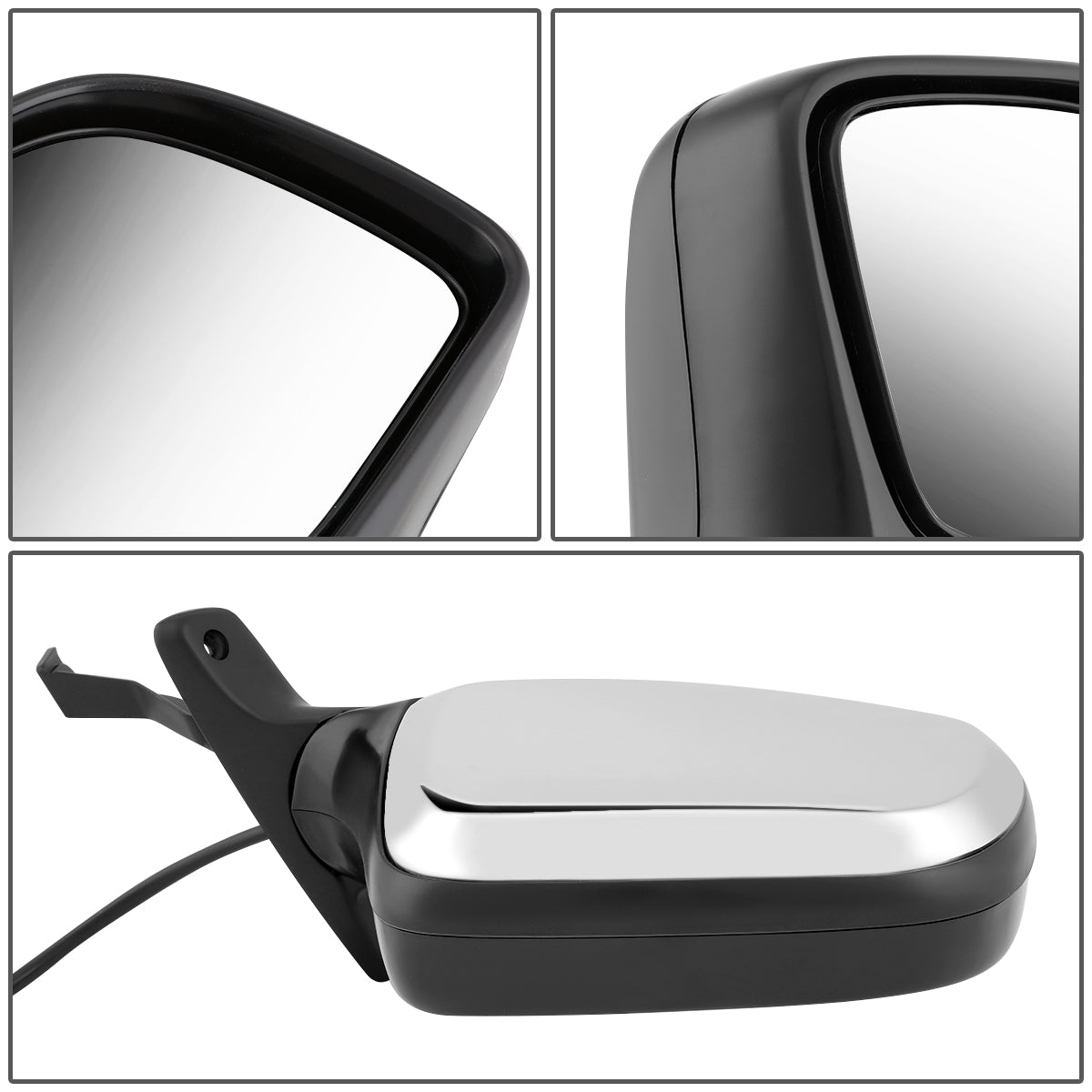 RETROVISOR MIRROR - OEM - 92-96 FORD BRONCO / 96-97 FORD F-100 / 92-97 FORD F-150, F-250, F-350 - POWERED - CHROME - RIGHT