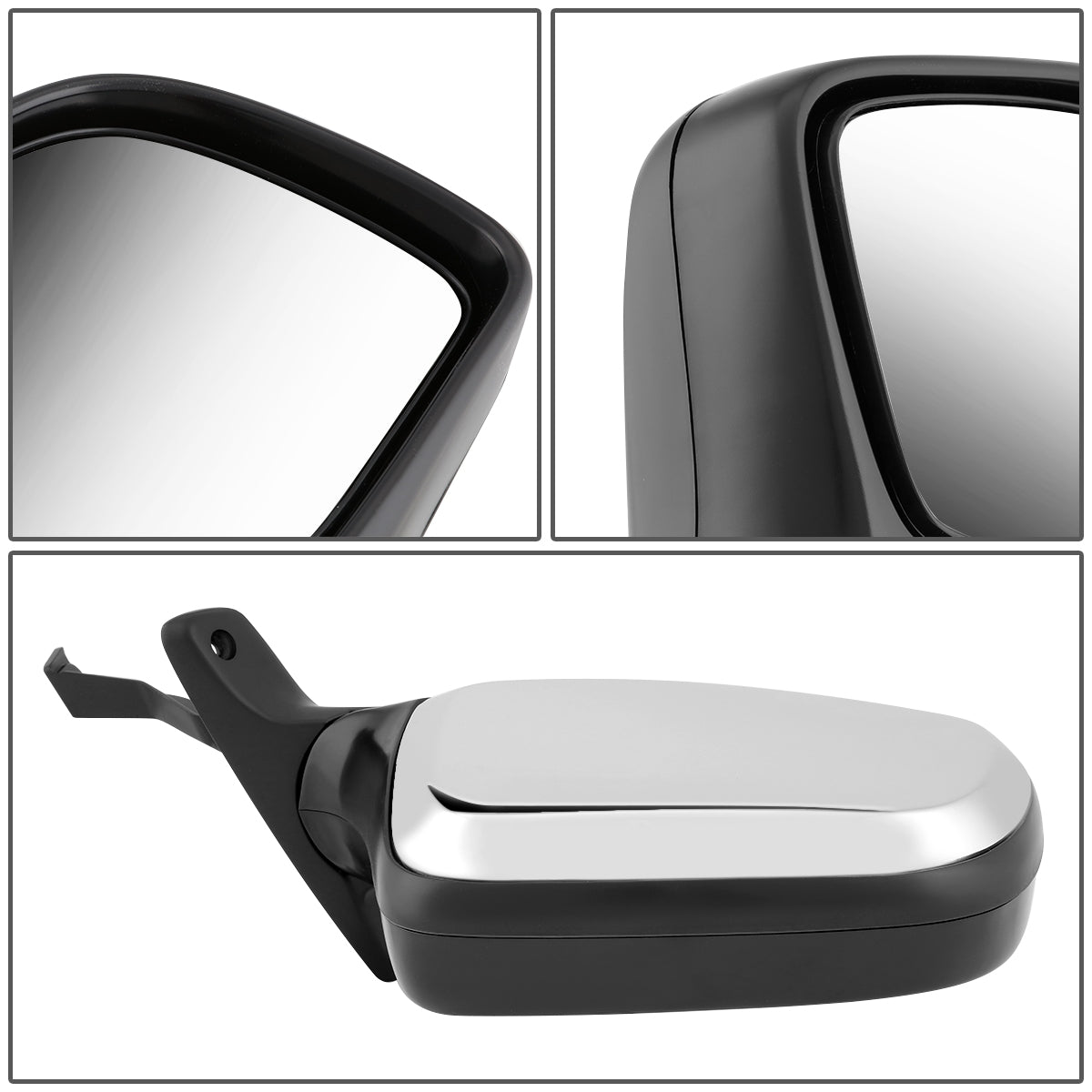 RETROVISOR MIRROR - OEM - 92-96 FORD BRONCO / 96-97 FORD F-100 / 92-97 FORD F-150, F-250, F-350 - MANUAL - CHROME - RIGHT