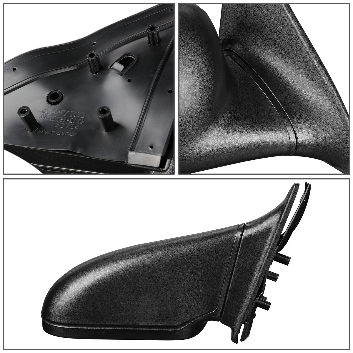 RETROVISOR MIRROR - OEM - 97-02 FORD ESCORT / 97-99 MERCURY TRACER - MANUAL - PAINTABLE - BLACK - RIGHT