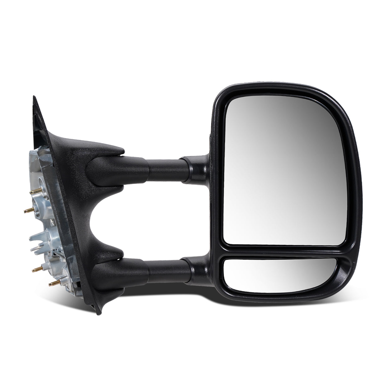 RETROVISOR MIRROR - OEM - 99-04 FORD F-350 / 00-05 FORD EXCURSION - MANUAL - FOLDING - W/ DUAL GLASS - W/ TOW PACKAGE - TEXTURED - BLACK - RIGHT