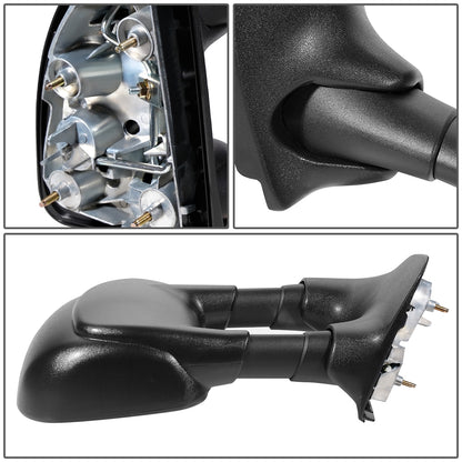 RETROVISOR MIRROR - OEM - 99-04 FORD F-350 / 00-05 FORD EXCURSION - MANUAL - FOLDING - W/ DUAL GLASS - W/ TOW PACKAGE - TEXTURED - BLACK - RIGHT