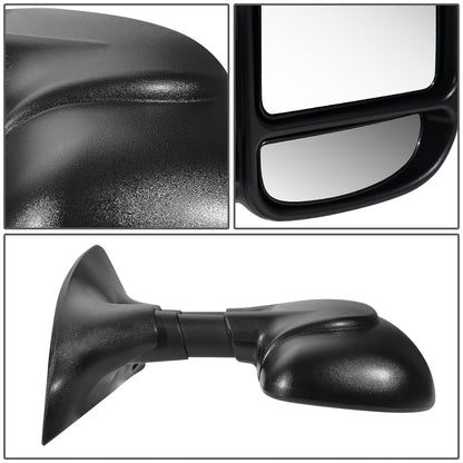 RETROVISOR MIRROR - OEM - 99-04 FORD F-350 / 00-05 FORD EXCURSION - MANUAL - FOLDING - W/ DUAL GLASS - W/ TOW PACKAGE - TEXTURED - BLACK - RIGHT