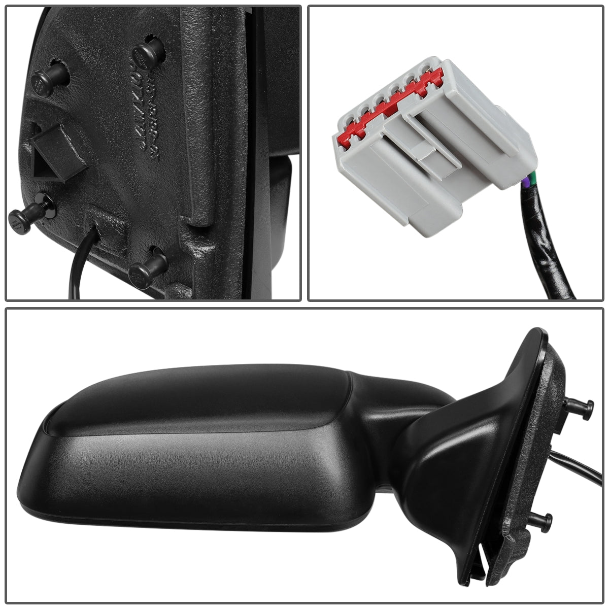 RETROVISOR MIRROR - OEM - 99-00 FORD F-250, F-350, F-450, F-550 SUPER DUTY - POWERED - TEXTURED - BLACK - RIGHT