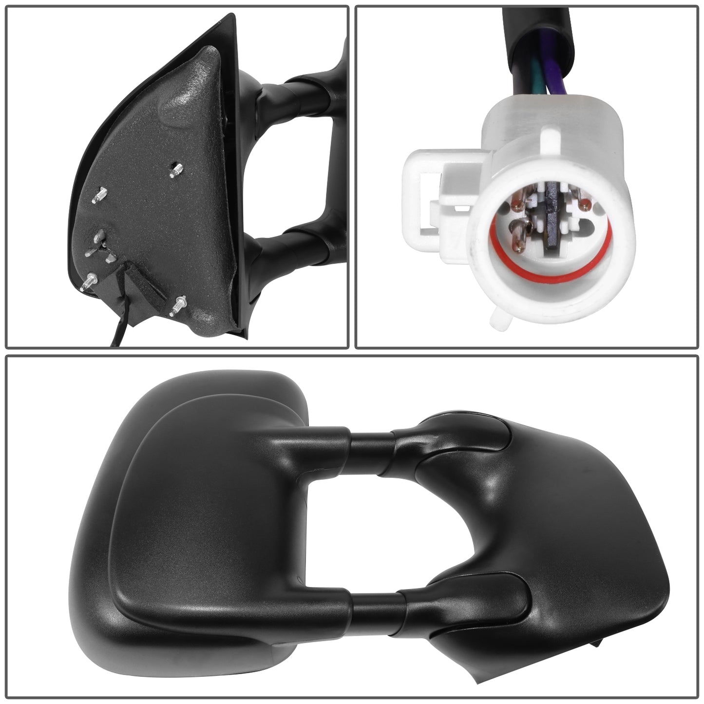 RETROVISOR MIRROR - OE STYLE - FORD F-250 SUPER DUTY 99-03 - FORD F-350 SUPER DUTY 99-03 - WITH POWER ROUND CONNECTOR - PASSENGER SIDE - PAINT TO MATCH - BLACK