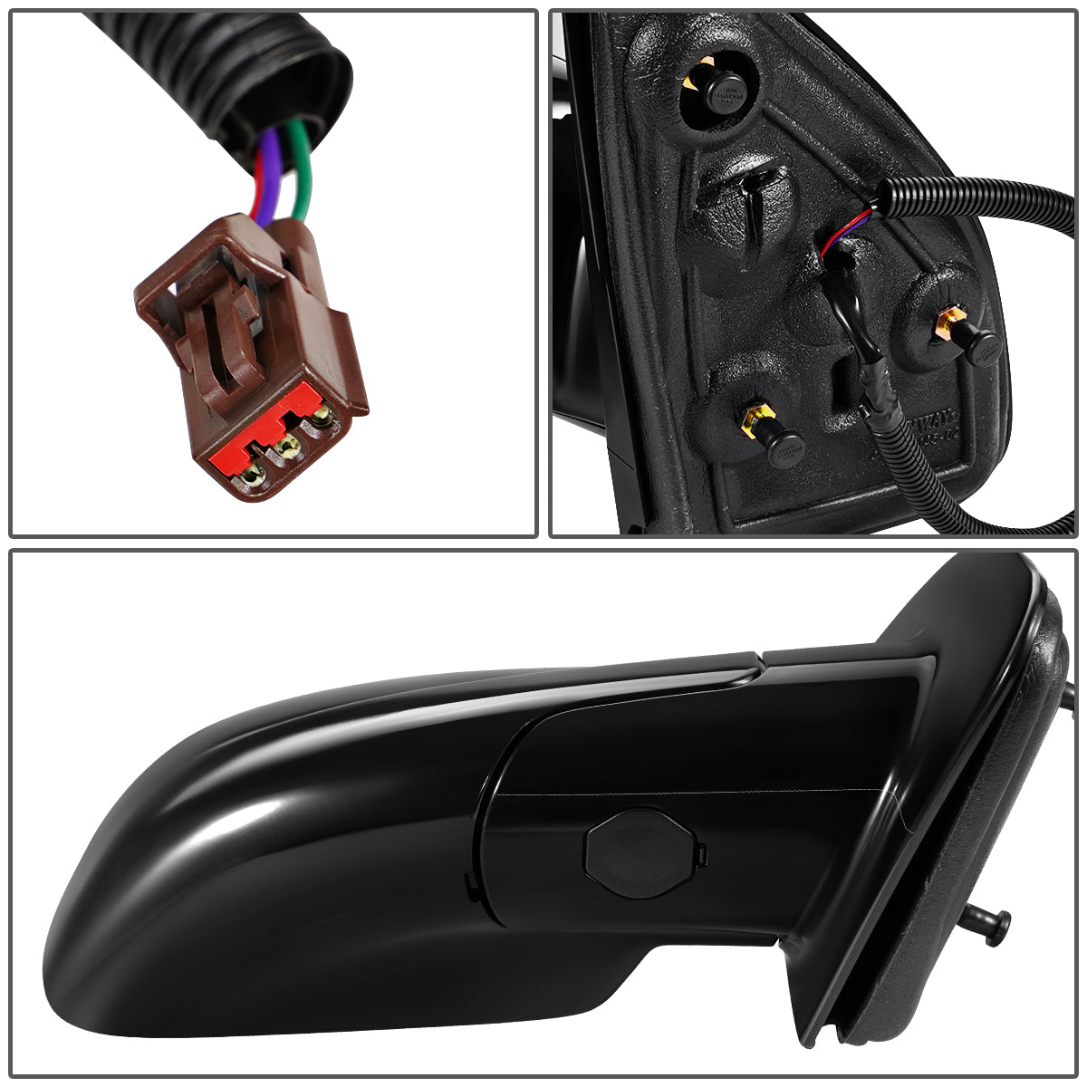 RETROVISOR MIRROR - OEM - 04-07 FORD FREESTAR - POWERED - FOLDING - BLACK MATERIAL - RIGHT