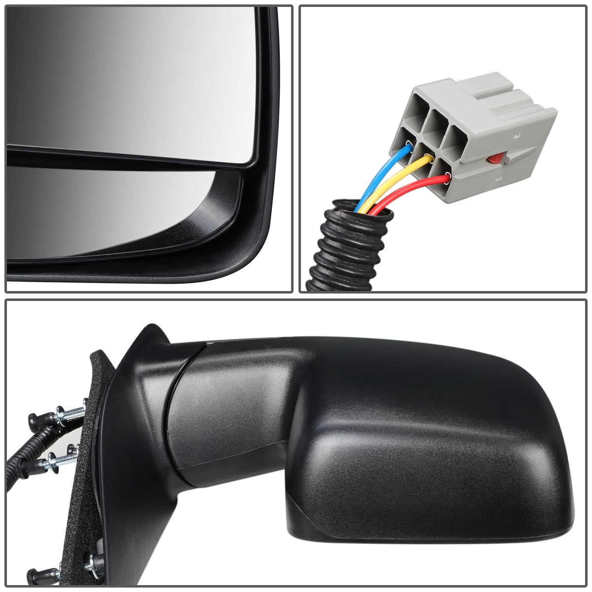 RETROVISOR MIRROR - OEM - 02-06 FORD E-150, E-250, E-350, E-450 / 02-03 FORD E-550 / 02-06 FORD ECONOLINE - POWERED - TEXTURED - BLACK - RIGHT