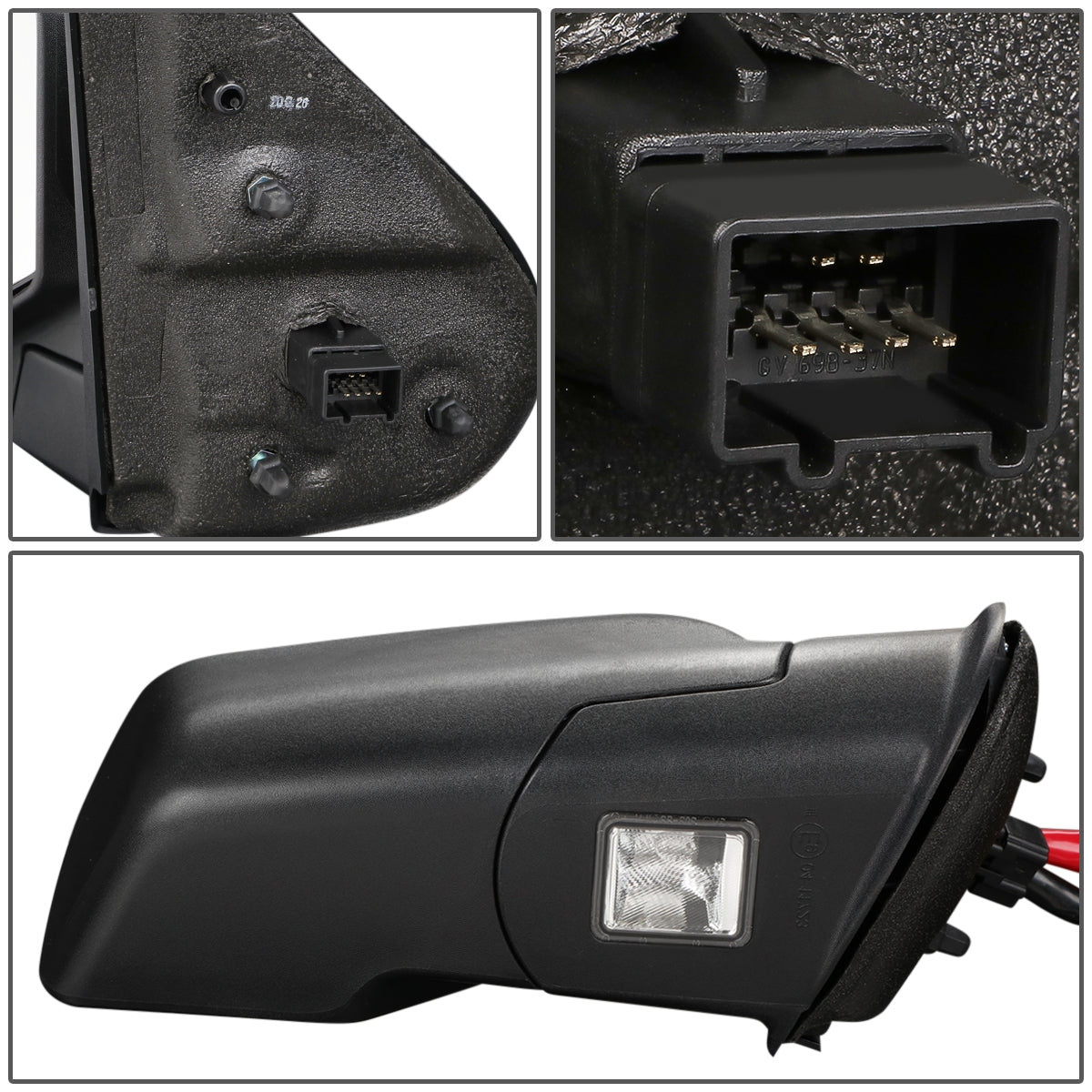 RETROVISOR MIRROR - OEM - 06-10 FORD EXPLORER / 07-10 FORD EXPLORER SPORT TRAC / 06-10 MERCURY MOUNTAINEER - POWERED - HEATED - WITH PUDDLE LIGHT - BLACK - RIGHT