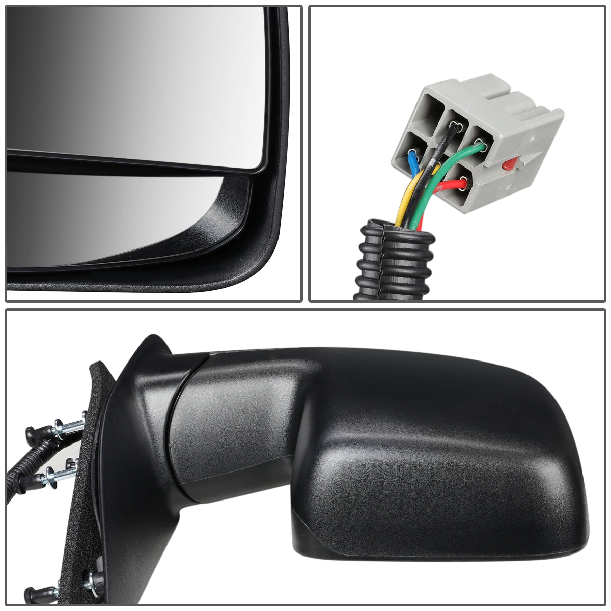 RETROVISOR MIRROR - OEM - 02-06 FORD E-150, E-250, E-350, E-450 / 02-03 FORD E-550 / 02-06 FORD ECONOLINE - POWERED - TEXTURED - BLACK - RIGHT