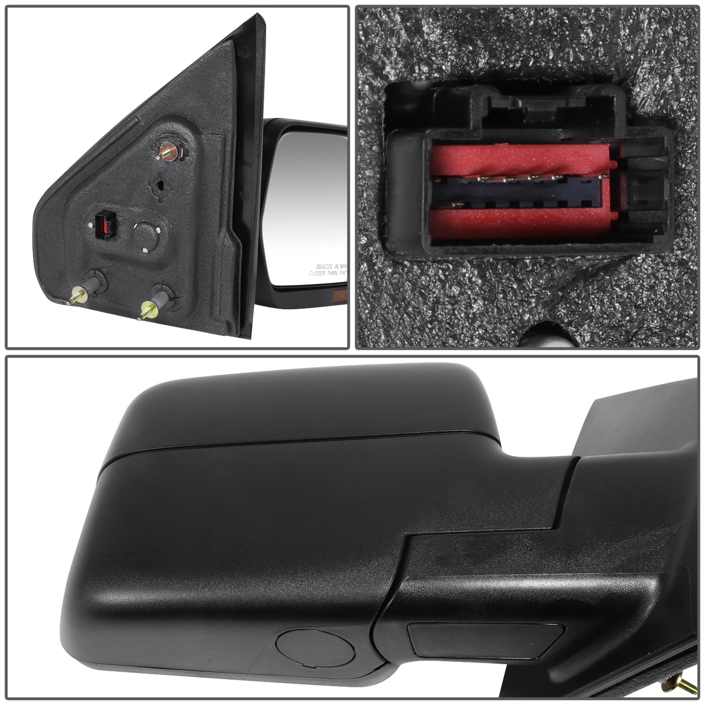 RETROVISOR MIRROR - OE STYLE - FORD F-150 04-06 - WITH POWER WITH HEATED WITH SIGNAL GLOSS COVER - PASSENGER SIDE - PAINT TO MATCH - BLACK