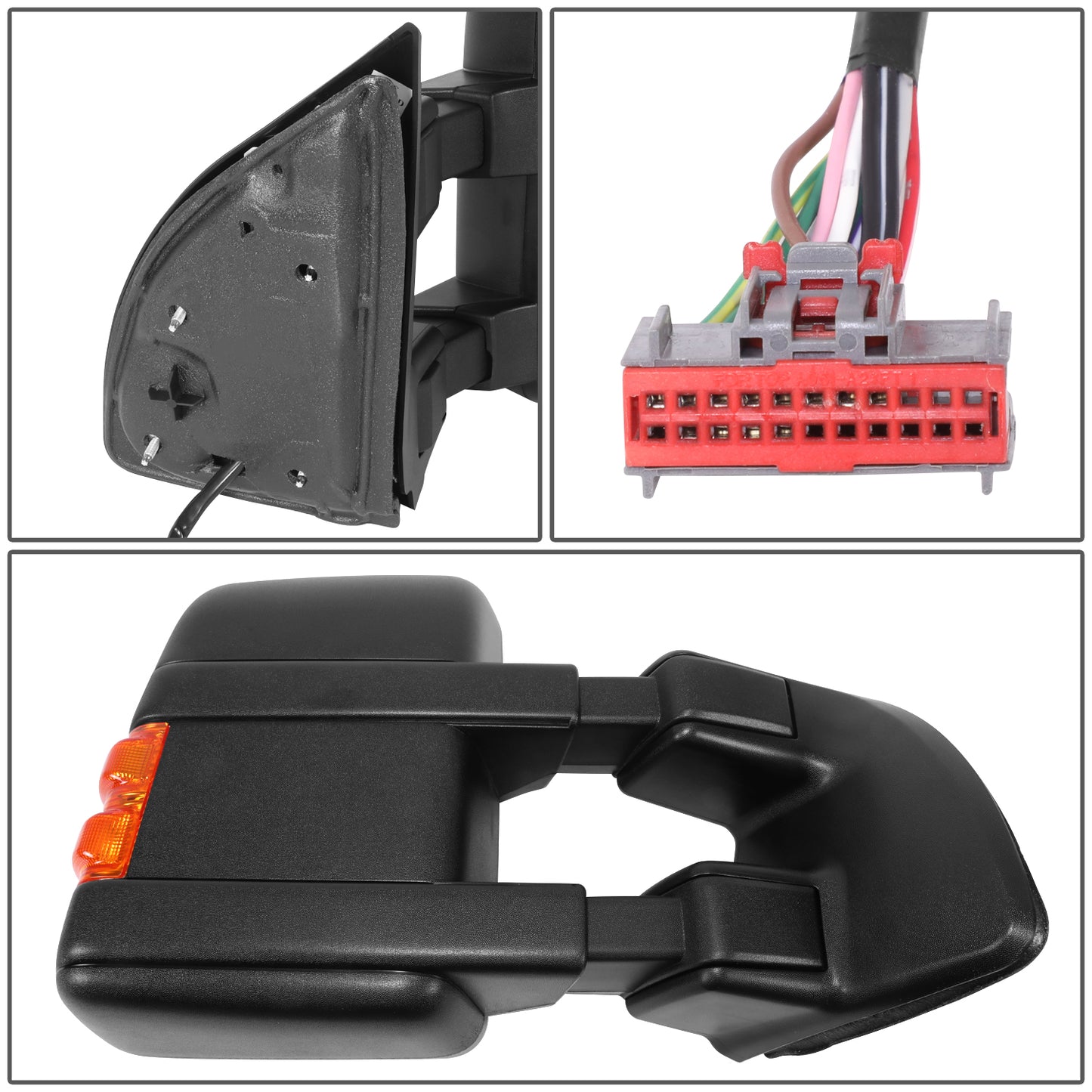 RETROVISOR MIRROR - OE STYLE - FORD F-250 SUPER DUTY 08-10 - FORD F-350 SUPER DUTY 08-10 - DUAL MIRROR WITH HEATED WITH POWER WITH SIGNAL WITH MEMORY - PASSENGER SIDE - PAINT TO MATCH - BLACK