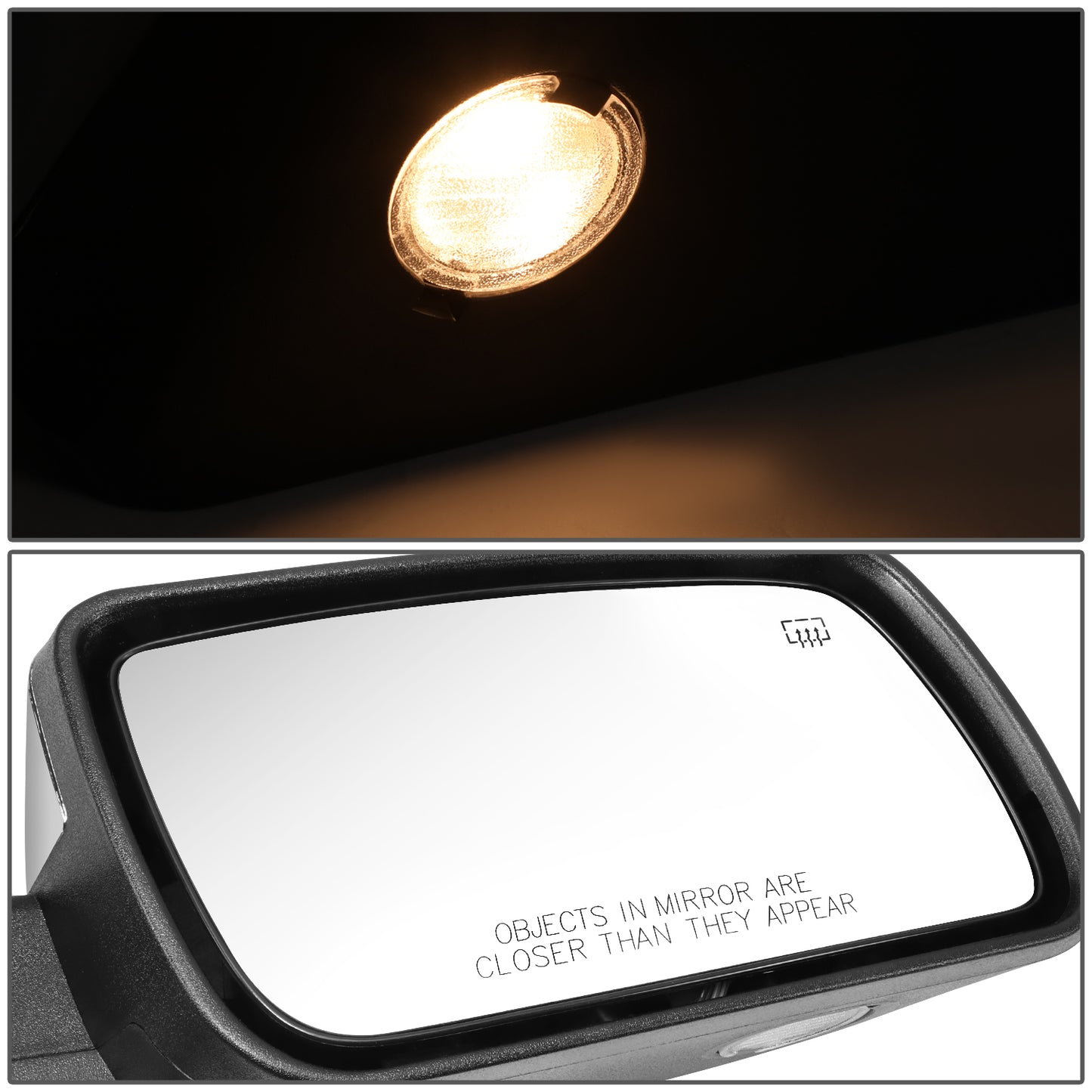 RETROVISOR MIRROR - OE STYLE - FORD FLEX 09-12 - WITH POWER WITH HEATED GLASS CHROME COVER - PASSENGER SIDE - SMOOTH - CHROME / BLACK
