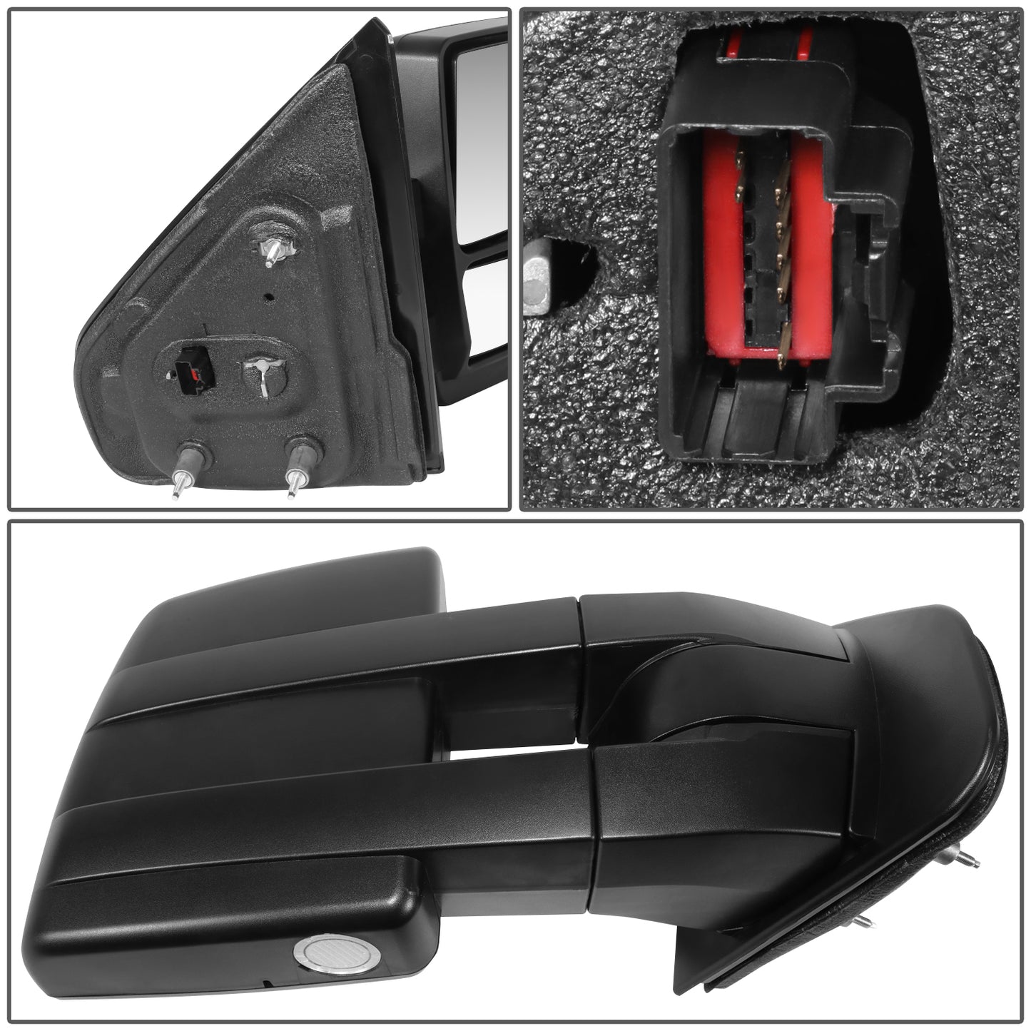 RETROVISOR MIRROR - OE STYLE - FORD F-150 07-12 - WITH POWER DUAL MIRROR WITH HEATED GLASS CHROME COVER - PASSENGER SIDE - SMOOTH - BLACK / CHROME