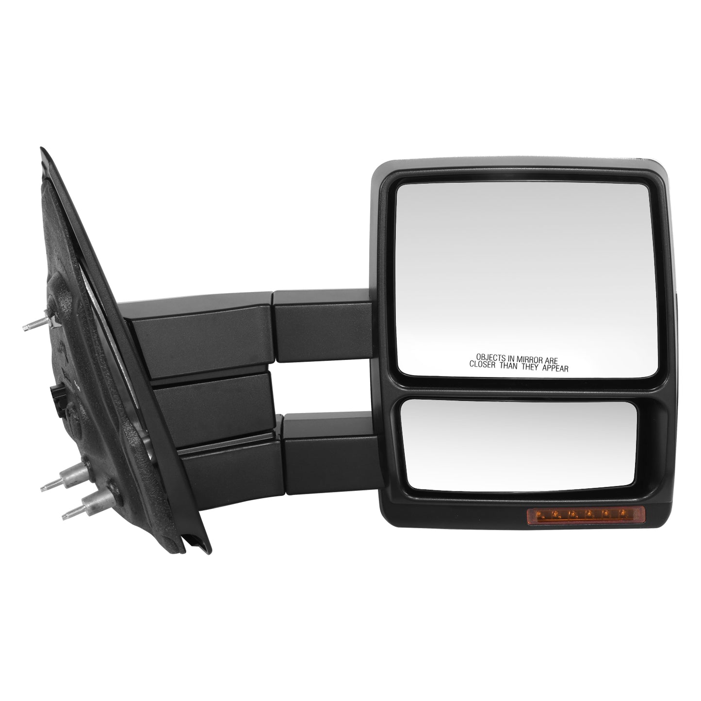 RETROVISOR MIRROR - OE STYLE - FORD F-150 08-14 - WITH POWER DUAL MIRROR WITH HEATED GLASS WITH TURN SIGNAL CHROME COVER - PASSENGER SIDE - SMOOTH - BLACK / CHROME
