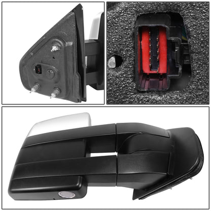 RETROVISOR MIRROR - OE STYLE - FORD F-150 08-14 - WITH POWER DUAL MIRROR WITH HEATED GLASS WITH TURN SIGNAL CHROME COVER - PASSENGER SIDE - SMOOTH - BLACK / CHROME