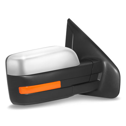 RETROVISOR MIRROR - OE STYLE - FORD F-150 09-10 - WITH POWER FOLD WITH HEATED WITH SIGNAL WITH MEMORY CHROME COVER - PASSENGER SIDE - SMOOTH - BLACK / CHROME