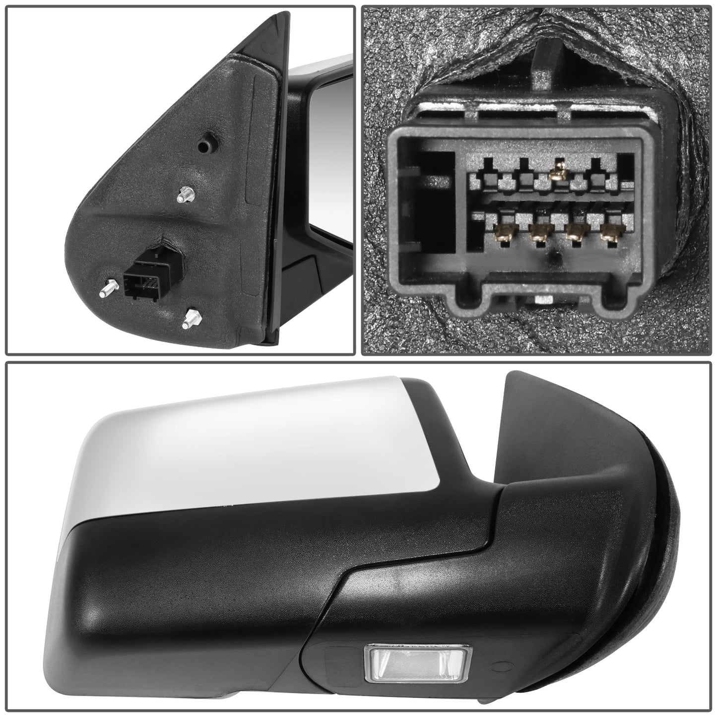 RETROVISOR MIRROR - OE STYLE - FORD EXPLORER 06-10 - FORD EXPLORER SPORT TRAC 07-10 - WITH POWER WITH CHROME COVER - PASSENGER SIDE - SMOOTH - CHROME / BLACK