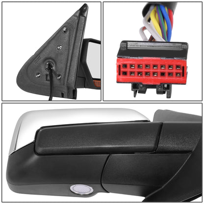 RETROVISOR MIRROR - OE STYLE - FORD EXPEDITION 13-14 - LINCOLN NAVIGATOR 12-14 - WITH POWER FOLD WITH HEATED WITH SIGNAL WITH MEMORY CHROME COVER - PASSENGER SIDE - SMOOTH - BLACK / CHROME