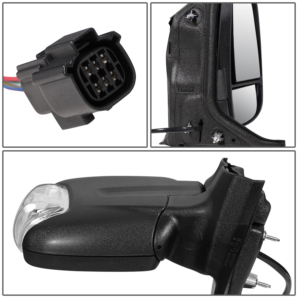 RETROVISOR MIRROR - OEM - 15-19 FORD TRANSIT 150, 250, 350 - POWERED - HEATED - W/ SIGNAL LIGHT - FOLDING - TEXTURED - BLACK - RIGHT