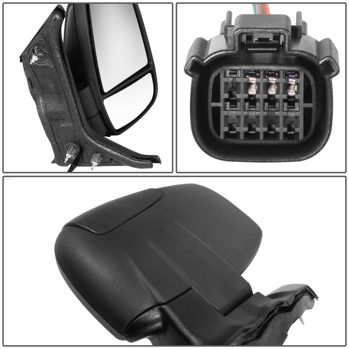 RETROVISOR MIRROR - OE STYLE - FORD TRANSIT 150 18-19 - FORD TRANSIT 250 18-19 - FORD TRANSIT 350 18-19 - WITH POWER SHORT ARM LOW ROOF - PASSENGER SIDE - PAINT TO MATCH - BLACK