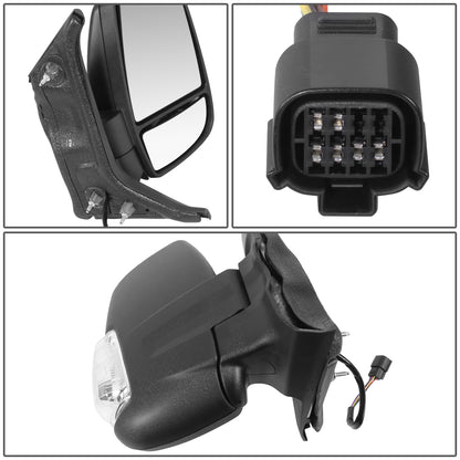 RETROVISOR MIRROR - OE STYLE - FORD TRANSIT 150 18-19 - FORD TRANSIT 250 18-19 - FORD TRANSIT 350 18-19 - SHORT ARM WITH POWER WITH HEATED WITH SIGNAL DUAL MIRROR HIGH ROOF - PASSENGER SIDE - PAINT TO MATCH - BLACK
