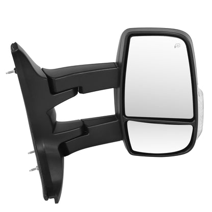 RETROVISOR MIRROR - OE STYLE - FORD TRANSIT 150 2015-2017 - FORD TRANSIT 250 2015-2017 - FORD TRANSIT 350 2015-2017 - WITH POWER WITH HEATED WITH SIGNAL DUAL MIRROR WITH LONG ARM LOW ROOF - PASSENGER RIGHT SIDE - BLACK