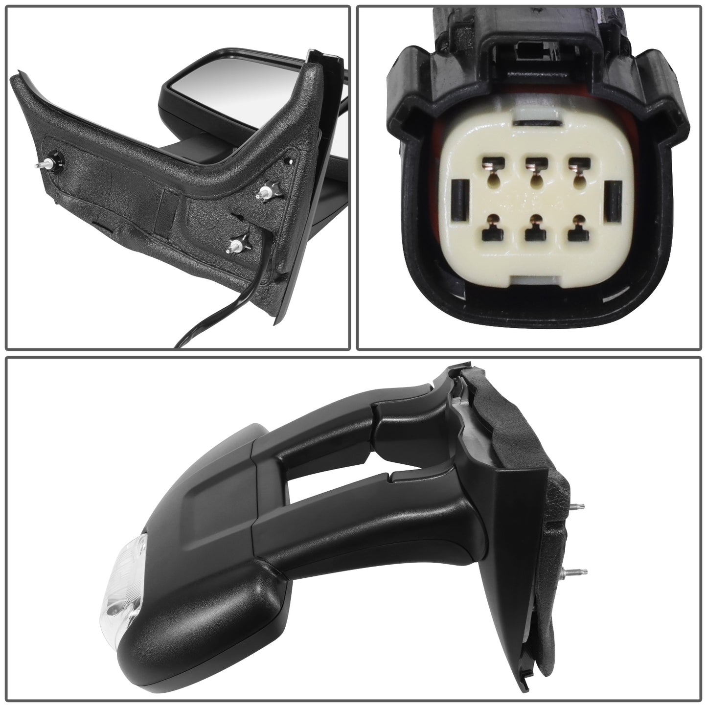 RETROVISOR MIRROR - OE STYLE - FORD TRANSIT 150 2015-2017 - FORD TRANSIT 250 2015-2017 - FORD TRANSIT 350 2015-2017 - WITH POWER WITH HEATED WITH SIGNAL DUAL MIRROR WITH LONG ARM LOW ROOF - PASSENGER RIGHT SIDE - BLACK