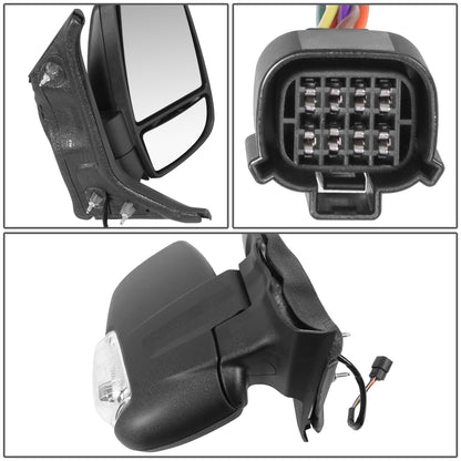 RETROVISOR MIRROR - OE STYLE - FORD TRANSIT 150 20-24 - WITH POWER WITH HEATED GLASS WITH BLIND SPOT WITH SIGNAL - PASSENGER VAN - PASSENGER SIDE - PAINT TO MATCH - BLACK