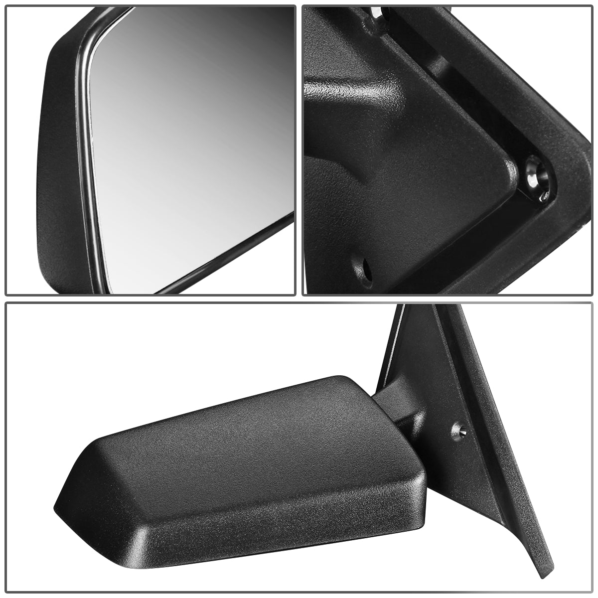 RETROVISOR MIRROR - OEM - 85-94 CHEVY S10 BLAZER / 85-93 CHEVY S10 PICKUP / 85-91 GMC S15 JIMMY / 85-90 GMC S15 PICKUP / 91-93 GMC SONOMA / 91-94 OLDSMOBILE BRAVADA - MANUAL - TEXTURED - BLACK - LEFT