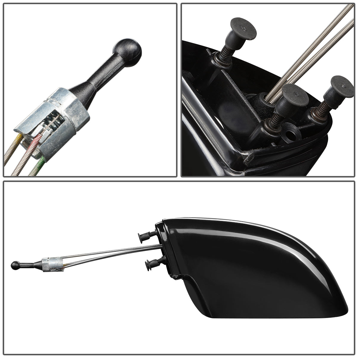 RETROVISOR MIRROR - OEM - 87-96 CHEVY CORSA - MANUAL - W/ CABLE - BLACK MATERIAL - LEFT