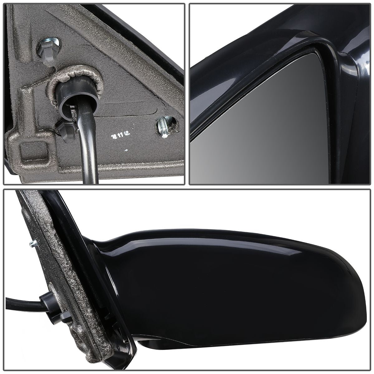 RETROVISOR MIRROR - OEM - 95-05 CHEVY CAVALIER COUPE / 95-05 PONTIAC SUNFIRE COUPE - POWERED - PAINTABLE - BLACK - LEFT