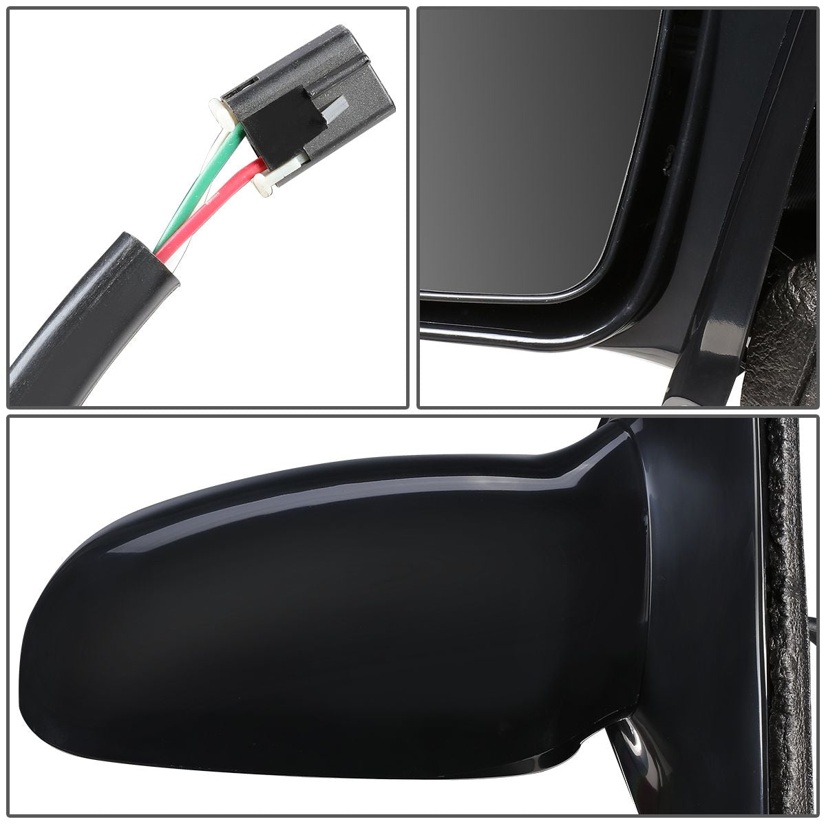 RETROVISOR MIRROR - OEM - 95-05 CHEVY CAVALIER COUPE / 95-05 PONTIAC SUNFIRE COUPE - POWERED - PAINTABLE - BLACK - LEFT