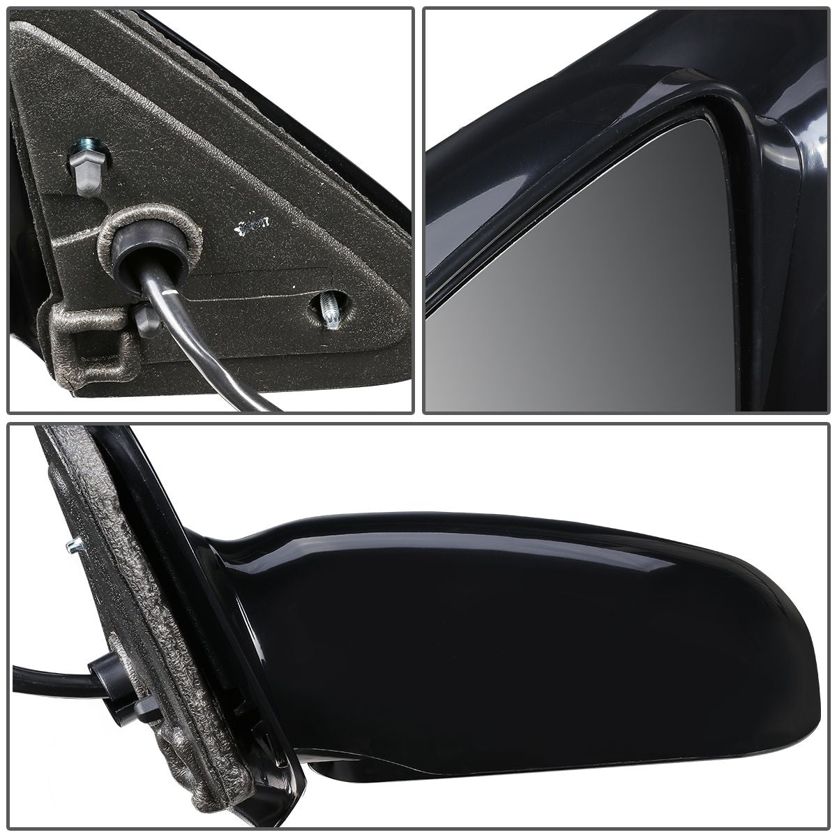 RETROVISOR MIRROR - OEM - 95-05 CHEVY CAVALIER SEDAN / 95-05 PONTIAC SUNFIRE SEDAN - POWERED - PAINTABLE - BLACK - LEFT