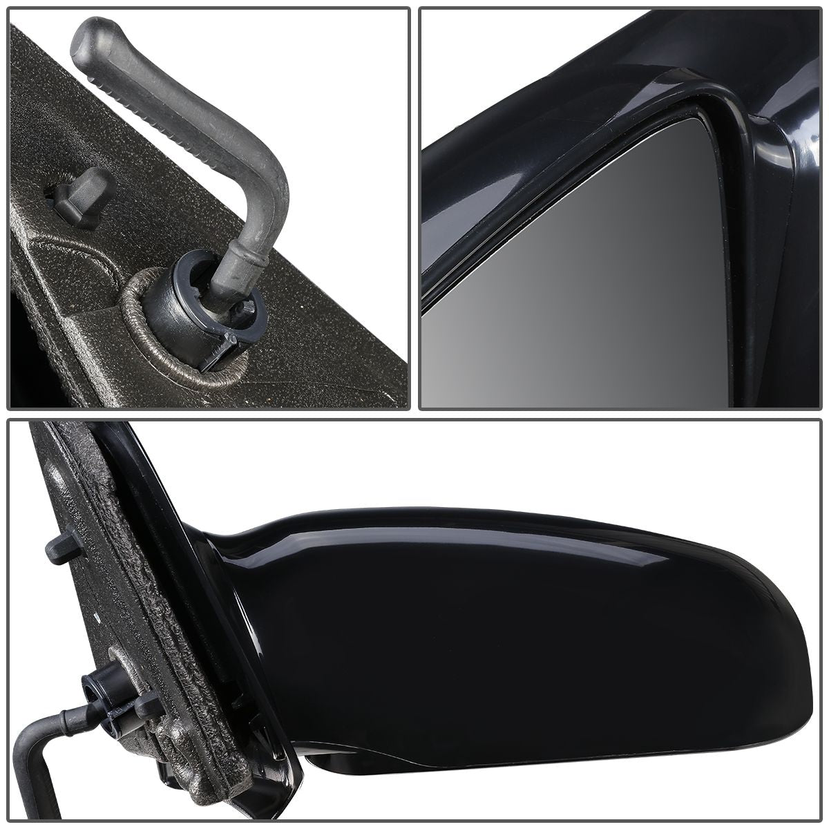 RETROVISOR MIRROR - OEM - 95-05 CHEVY CAVALIER SEDAN / 95-05 PONTIAC SUNFIRE SEDAN - MANUAL - PAINTABLE - BLACK - LEFT