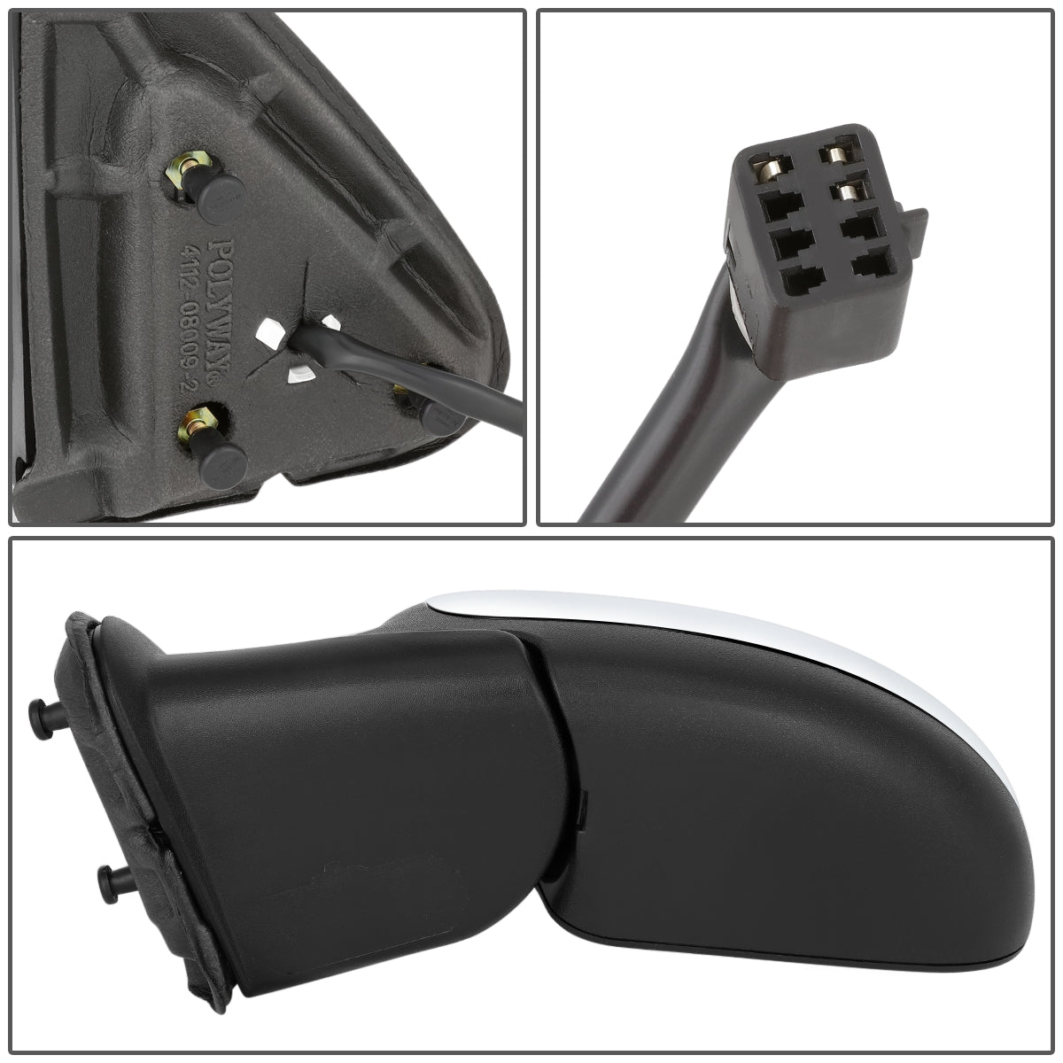 RETROVISOR MIRROR - OEM - 99-02 CHEVY SILVERADO 1500, 2500, 3500 / 99-02 GMC SIERRA 1500, 2500, 3500 - POWERED - BLACK - LEFT