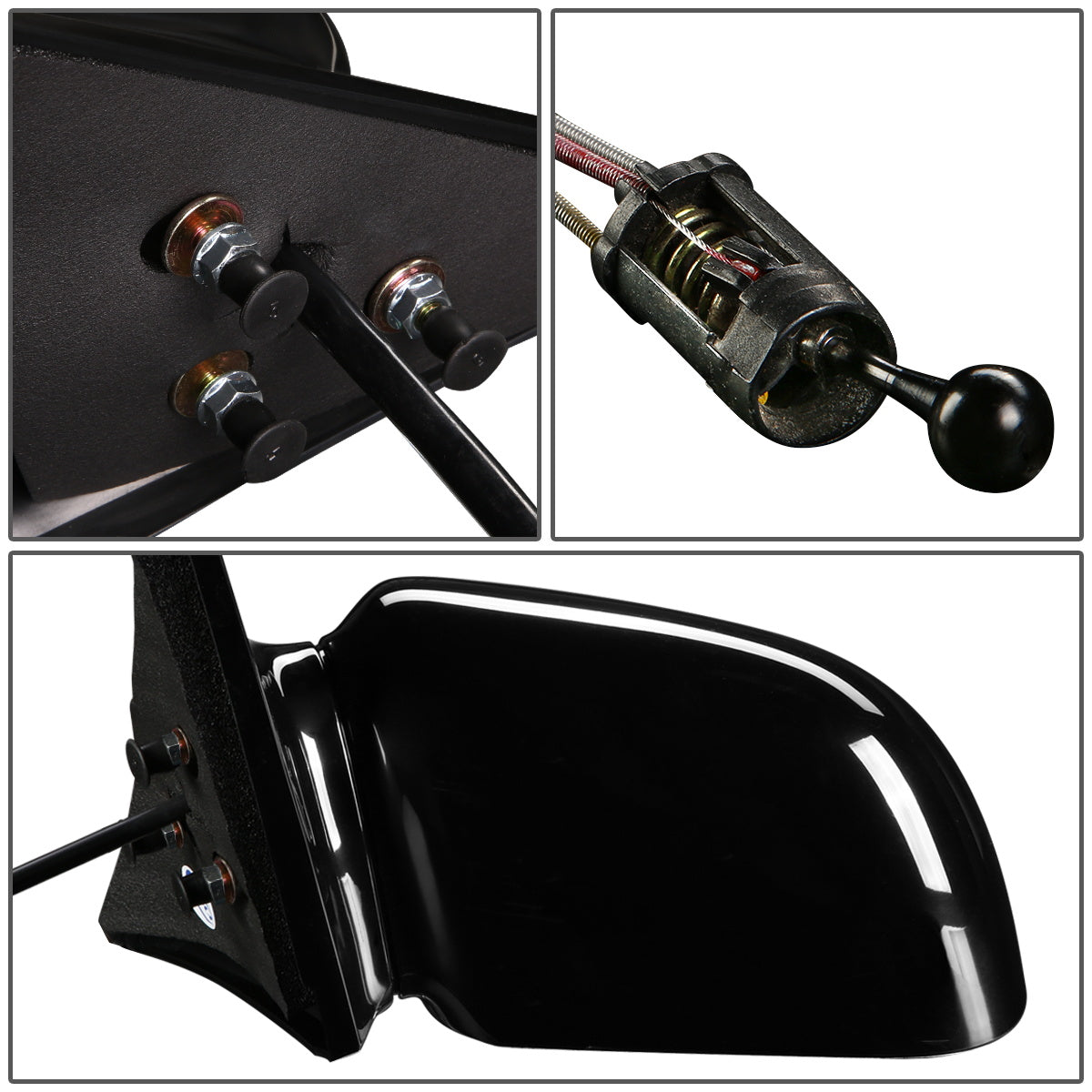 RETROVISOR MIRROR - OEM - 92-98 BUICK SKYLARK / 92-98 OLDSMOBILE ACHIEVA / 92-98 PONTIAC GRAND AM - MANUAL - PAINTABLE - BLACK - LEFT