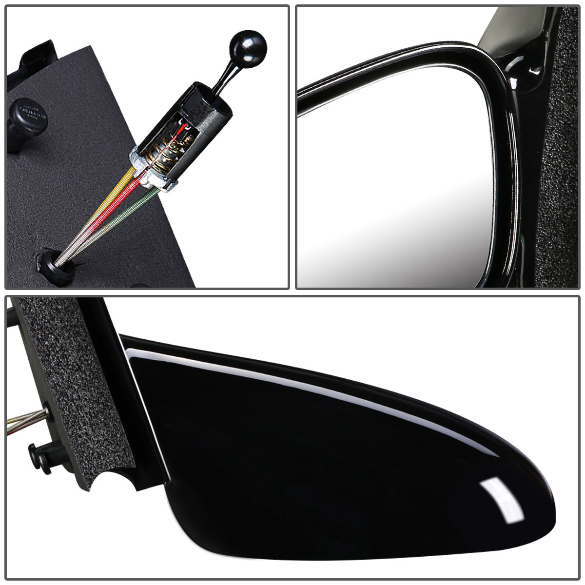 RETROVISOR MIRROR - OEM - 96-02 SATURN SL SEDAN / 96-01 SATURN SW WAGON - MANUAL - PAINTABLE - BLACK - LEFT