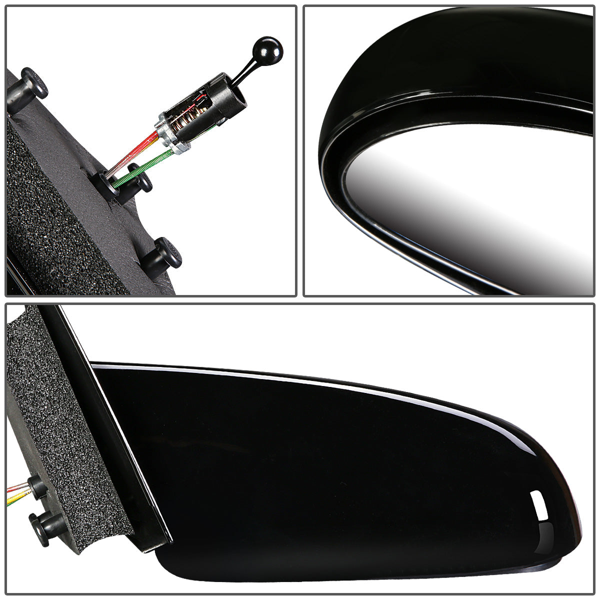 RETROVISOR MIRROR - OEM - 97-02 SATURN SC COUPE - MANUAL - PAINTABLE - BLACK - LEFT