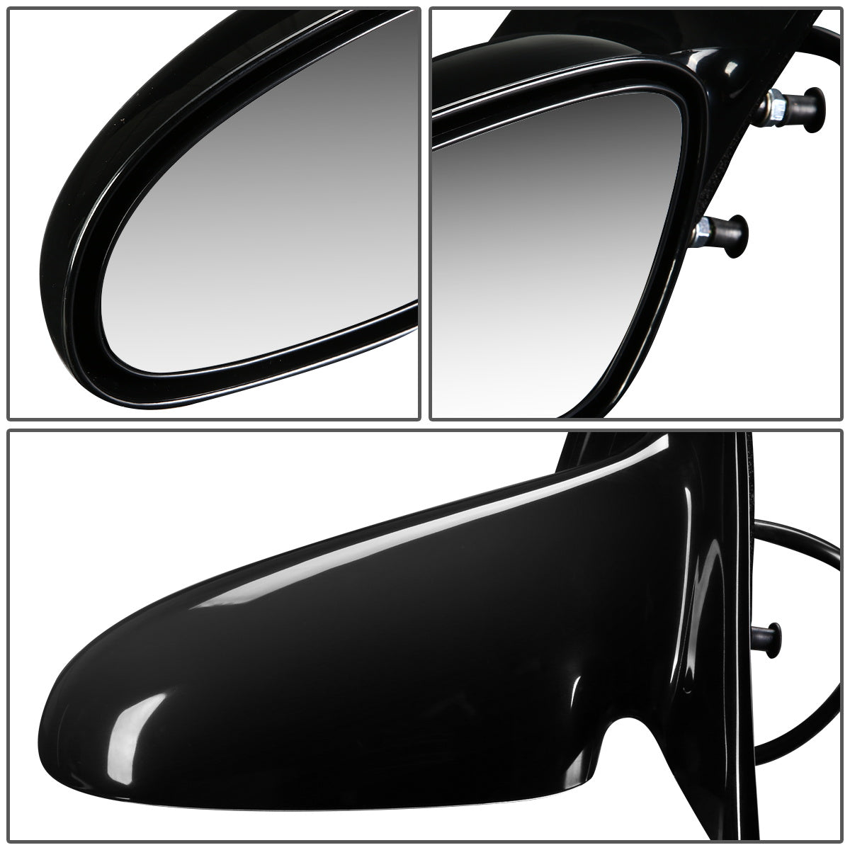 RETROVISOR MIRROR - OEM - 96-02 SATURN SL SEDAN / 96-01 SATURN SW WAGON - POWERED - PAINTABLE - BLACK - LEFT