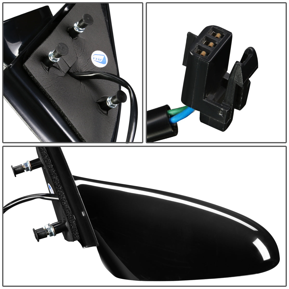 RETROVISOR MIRROR - OEM - 96-02 SATURN SL SEDAN / 96-01 SATURN SW WAGON - POWERED - PAINTABLE - BLACK - LEFT