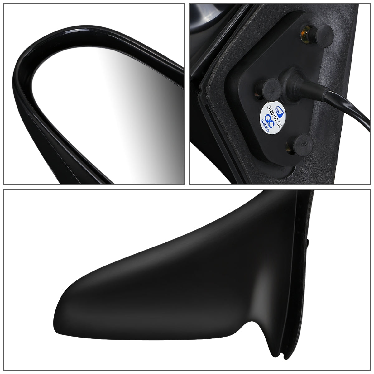 RETROVISOR MIRROR - OEM - 98-02 GEO PRIZM - POWERED - BLACK MATERIAL - LEFT