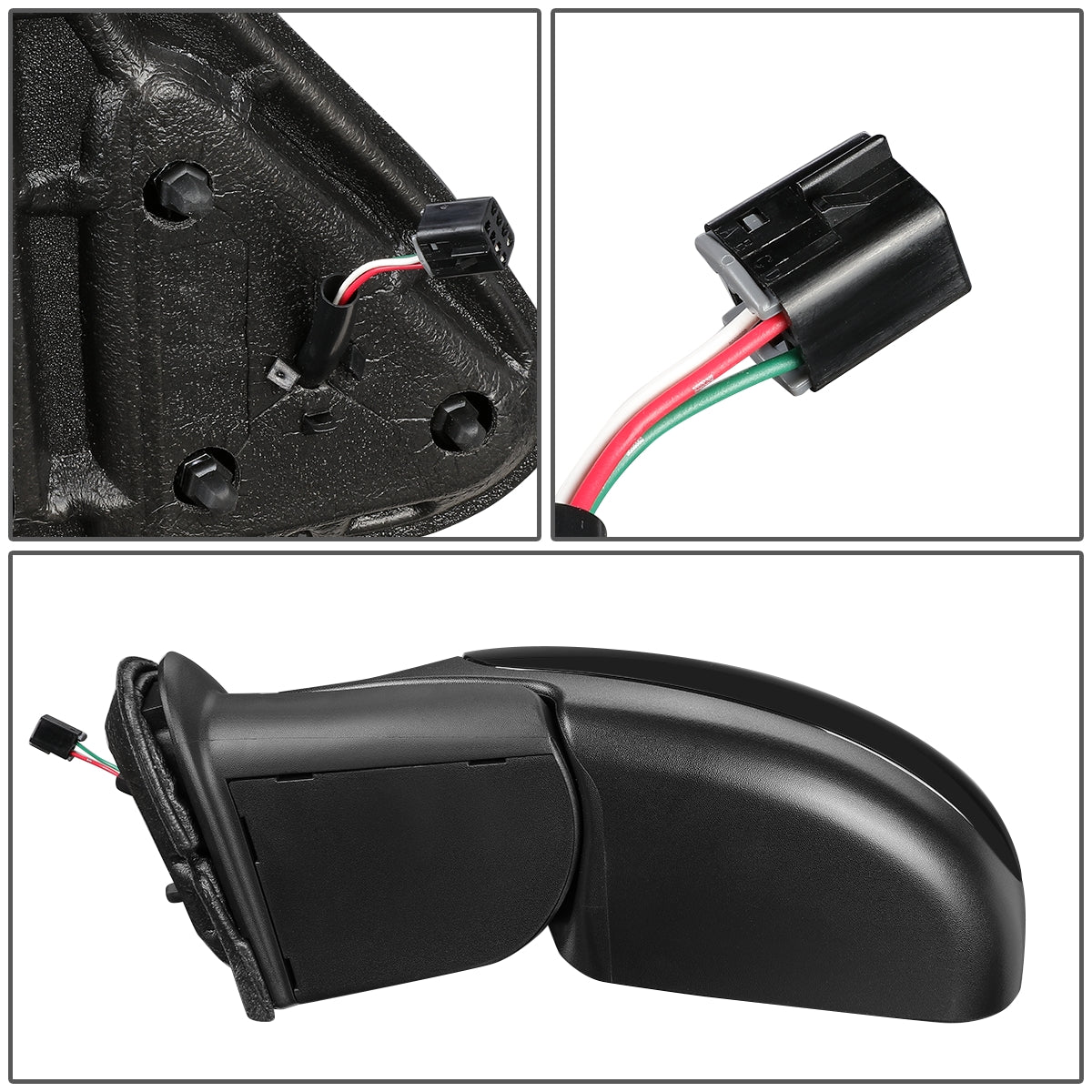 RETROVISOR MIRROR - OEM - 99-02 CHEVY SILVERADO 1500, 2500, 3500 / 99-02 GMC SIERRA 1500, 2500, 3500 - POWERED - GLOSSY - BLACK - LEFT