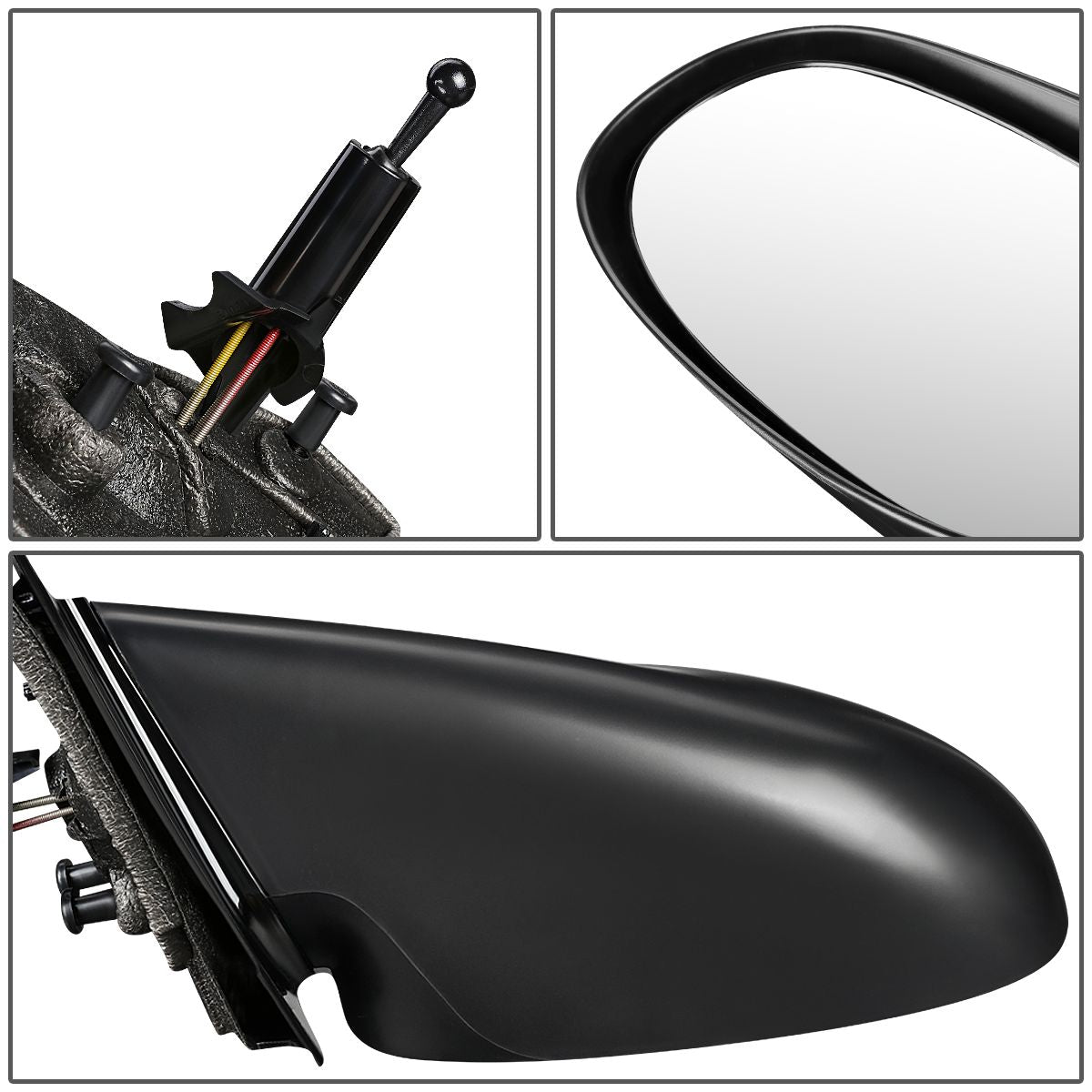 RETROVISOR MIRROR - OEM - 01-05 SATURN L SEDAN / 2004 SATURN L300 / 2000 SATURN LS SEDAN / 00-03 SATURN LW WAGON - MANUAL - PAINTABLE - BLACK - LEFT