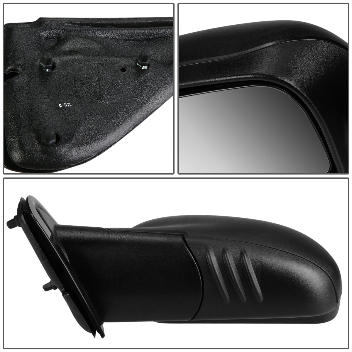 RETROVISOR MIRROR - OEM - 04-07 BUICK RAINIER / 02-08 CHEVY TRAILBLAZER / 02-08 GMC ENVOY / 03-08 ISUZU ASCENDER / 02-04 OLDMOBILE BRAVADA - MANUAL - TEXTURED - BLACK - LEFT