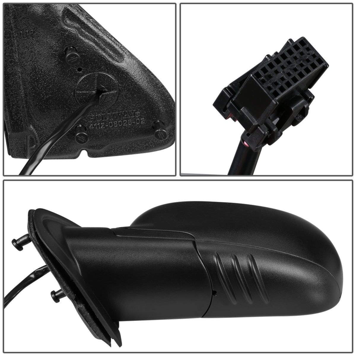 RETROVISOR MIRROR - OEM - 04-07 BUICK RAINIER / 02-08 CHEVY TRAILBLAZER / 02-08 GMC ENVOY / 03-08 ISUZU ASCENDER / 02-04 OLDMOBILE BRAVADA - POWERED - HEATED - TEXTURED - BLACK - LEFT